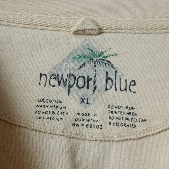 Newport Blue Shirt Mens XL Tan Island Spirits Tropical Blend Rum Tee - Picture 3 of 5